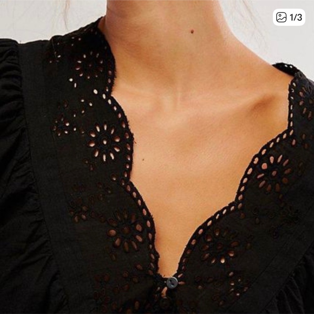 Free People :: Costa Eyelet Top black sz XL - Picture 5 of 16